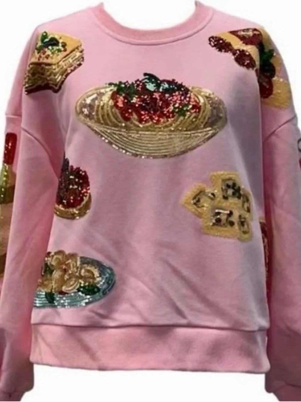 Queen of Sparkles Queen of Carbs XL Pizza Pasta Wine Sweatshirt - Picture 9 of 10